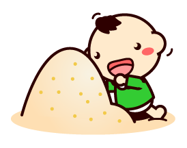 砂遊びをする赤ちゃんイラスト