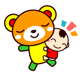 熊のぬいぐるみに抱きつく赤ちゃんイラスト