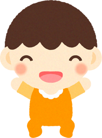 赤ちゃんイラスト/男の子_両手を上げて笑う