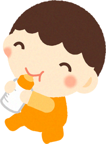 赤ちゃんイラスト/男の子_ミルクを飲む