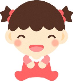 赤ちゃんイラスト/女の子_座って笑う