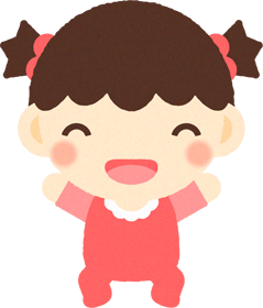 赤ちゃんイラスト/女の子_両手を上げて笑う