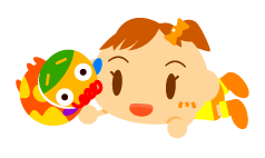 牛の人形で遊ぶ赤ちゃんイラスト（女の子）