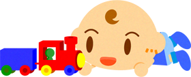 おもちゃで遊ぶかわいい赤ちゃんイラスト/男の子