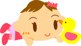 おもちゃで遊ぶかわいい赤ちゃんイラスト/女の子