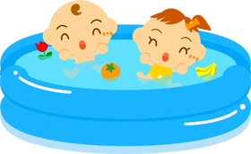水遊びするかわいい赤ちゃんイラスト