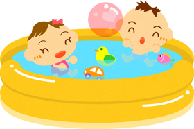 水遊びするかわいい赤ちゃんイラスト2