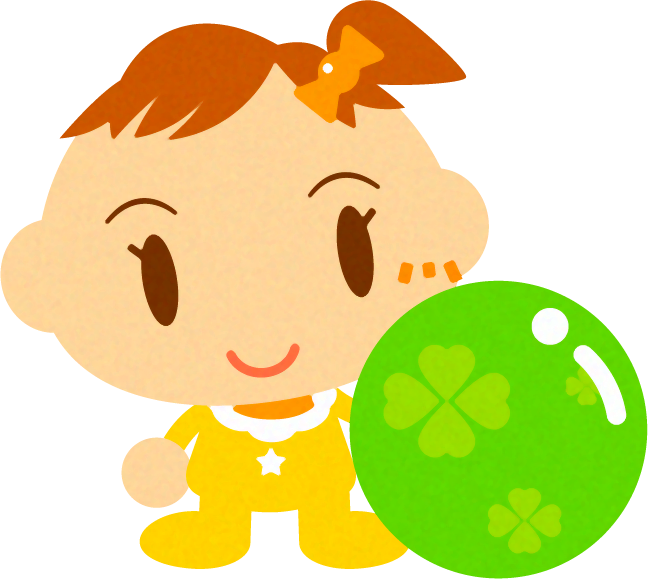 ボールで遊ぶかわいい赤ちゃんイラスト/女の子2