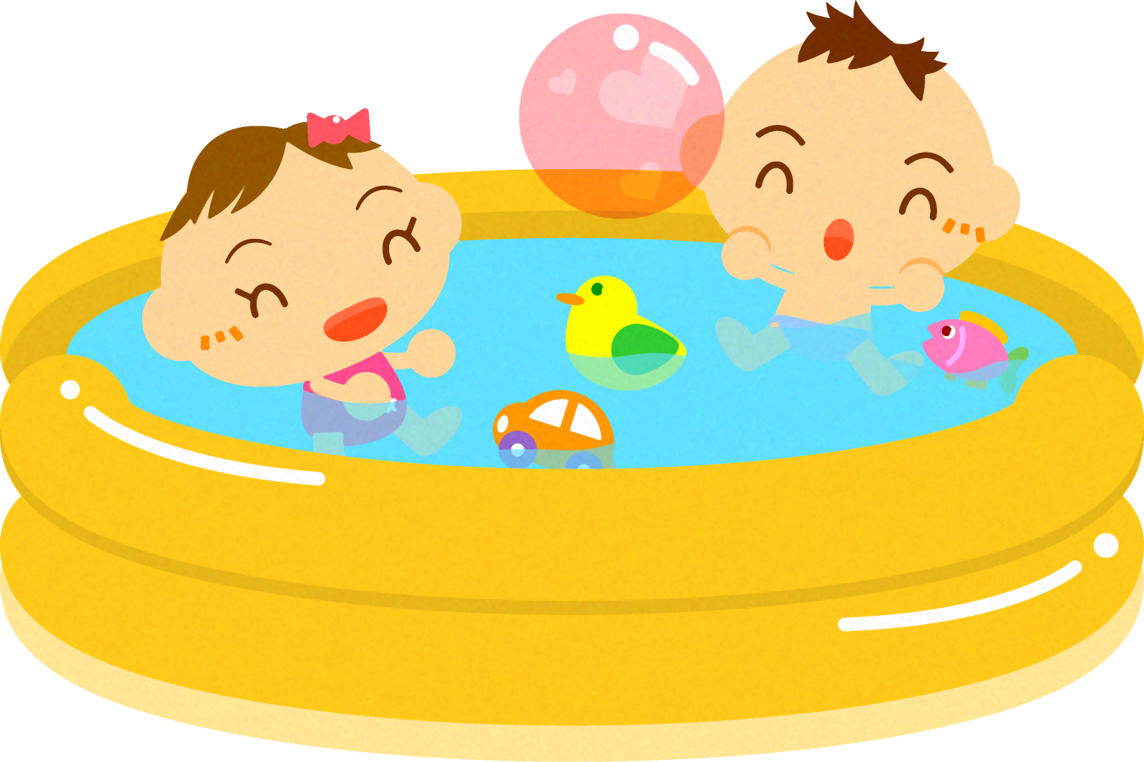 水遊びするかわいい赤ちゃんイラスト2