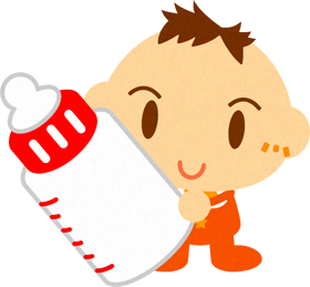 哺乳瓶を持ったかわいい赤ちゃんイラスト/男の子2