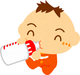 ミルクを飲む、かわいい赤ちゃんイラスト/男の子2