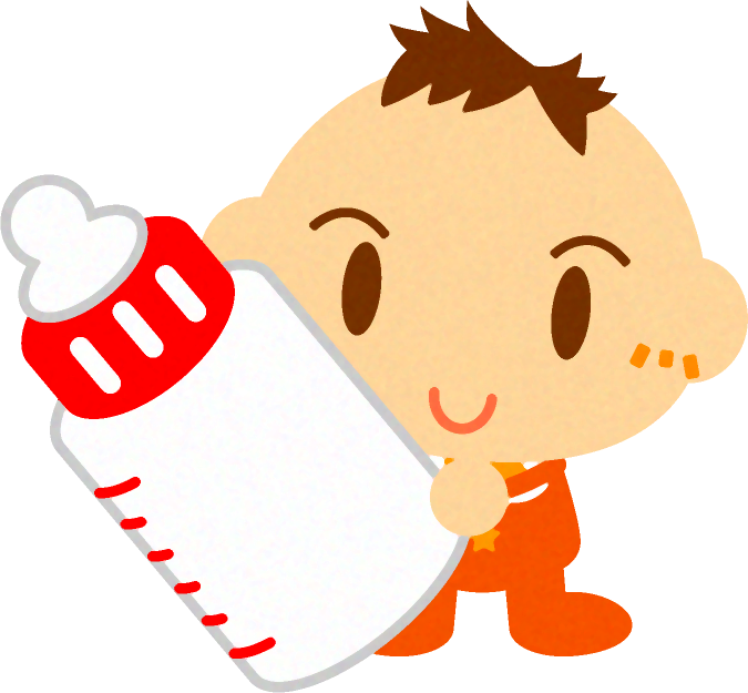 哺乳瓶を持ったかわいい赤ちゃんイラスト/男の子2