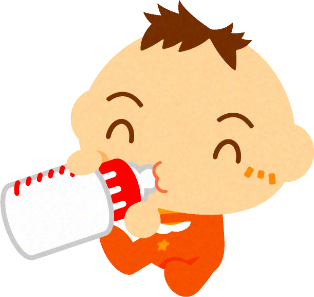 ミルクを飲む、かわいい赤ちゃんイラスト/男の子2