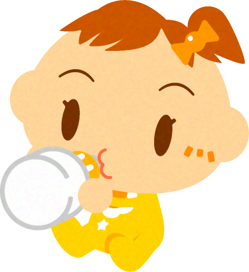 ミルクを飲む、かわいい赤ちゃんイラスト/女の子2