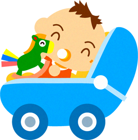 ベビーカーに乗った、かわいい赤ちゃんイラスト/男の子2