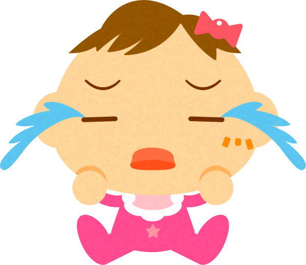 泣いている、かわいい赤ちゃんイラスト/女の子