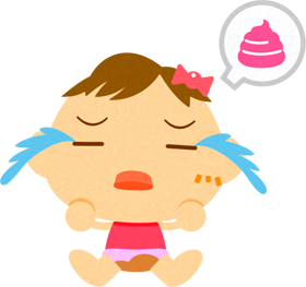 うんちをもらした、かわいい赤ちゃんイラスト/女の子