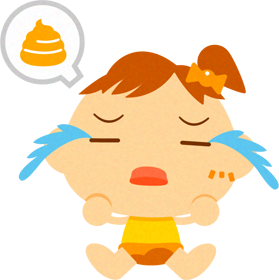 うんちをもらした、かわいい赤ちゃんイラスト/女の子2
