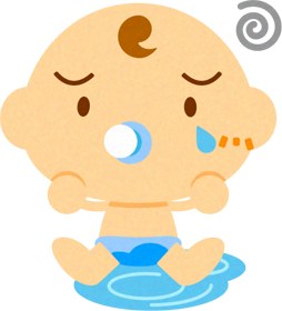 お漏らしした、かわいい赤ちゃんイラスト/男の子