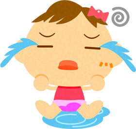 お漏らしした、かわいい赤ちゃんイラスト/女の子