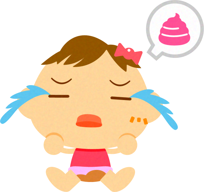 うんちをもらした、かわいい赤ちゃんイラスト/女の子