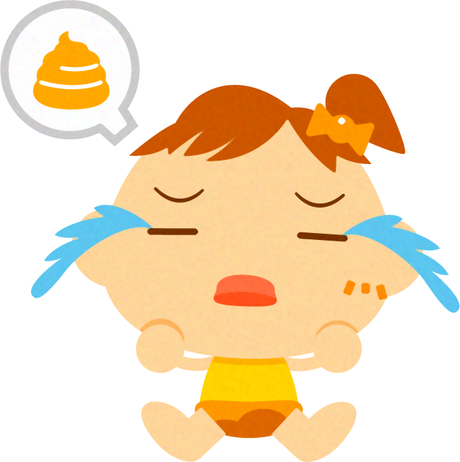 うんちをもらした、かわいい赤ちゃんイラスト/女の子2