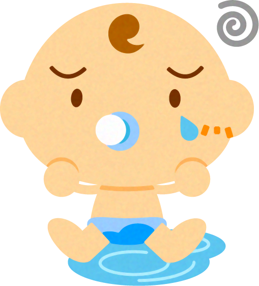 お漏らしした、かわいい赤ちゃんイラスト/男の子