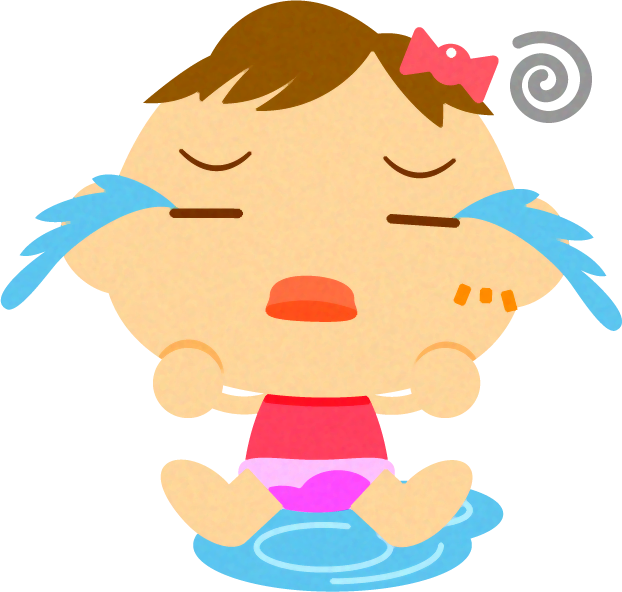 お漏らしした、かわいい赤ちゃんイラスト/女の子