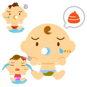 お漏らしした、かわいい赤ちゃんイラスト