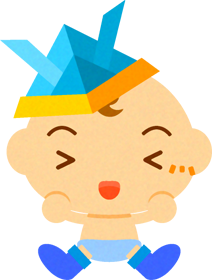 紙兜をかぶった、かわいい赤ちゃんイラスト/男の子