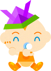 紙兜をかぶった、かわいい赤ちゃんイラスト/男の子4