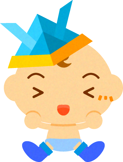 紙兜をかぶった、かわいい赤ちゃんイラスト/男の子