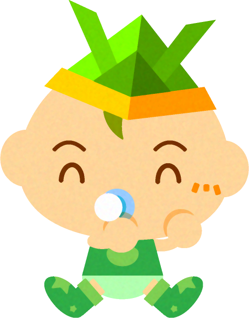 紙兜をかぶった、かわいい赤ちゃんイラスト/男の子2
