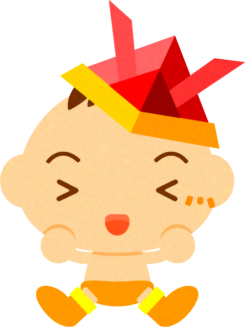紙兜をかぶった、かわいい赤ちゃんイラスト/男の子3