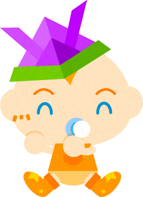 紙兜をかぶった、かわいい赤ちゃんイラスト/男の子4