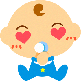 目がハートになっている、かわいい赤ちゃんイラスト/男の子