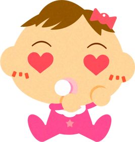 目がハートになっている、かわいい赤ちゃんイラスト/女の子