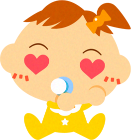 目がハートになっている、かわいい赤ちゃんイラスト/女の子2