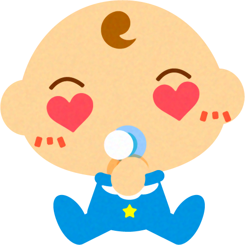 目がハートになっている、かわいい赤ちゃんイラスト/男の子