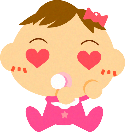 目がハートになっている、かわいい赤ちゃんイラスト/女の子