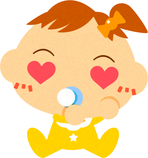 目がハートになっている、かわいい赤ちゃんイラスト/女の子2