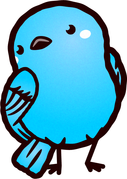 右上を見る青い鳥のイラスト