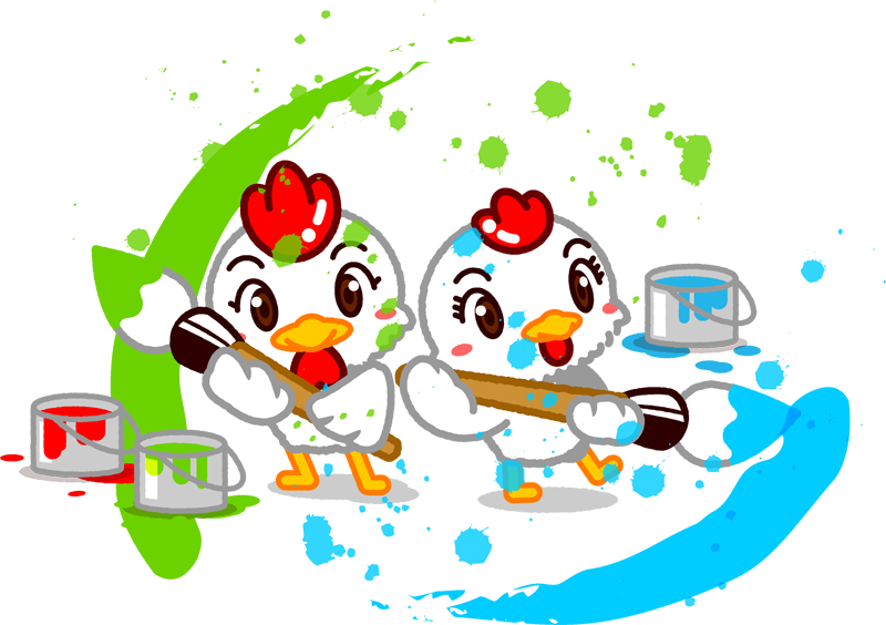 絵を描く鶏のイラスト