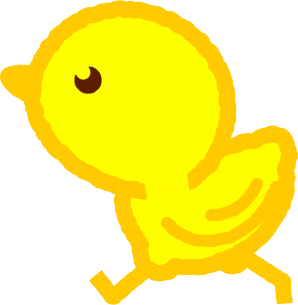 走っているヒヨコのイラスト
