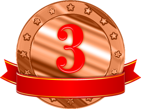 ピカピカ光る銅メダルとリボンイラスト