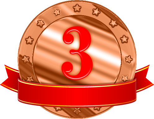 ピカピカ光る銅メダルとリボンイラスト