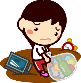 清掃活動をする子供イラスト/女の子