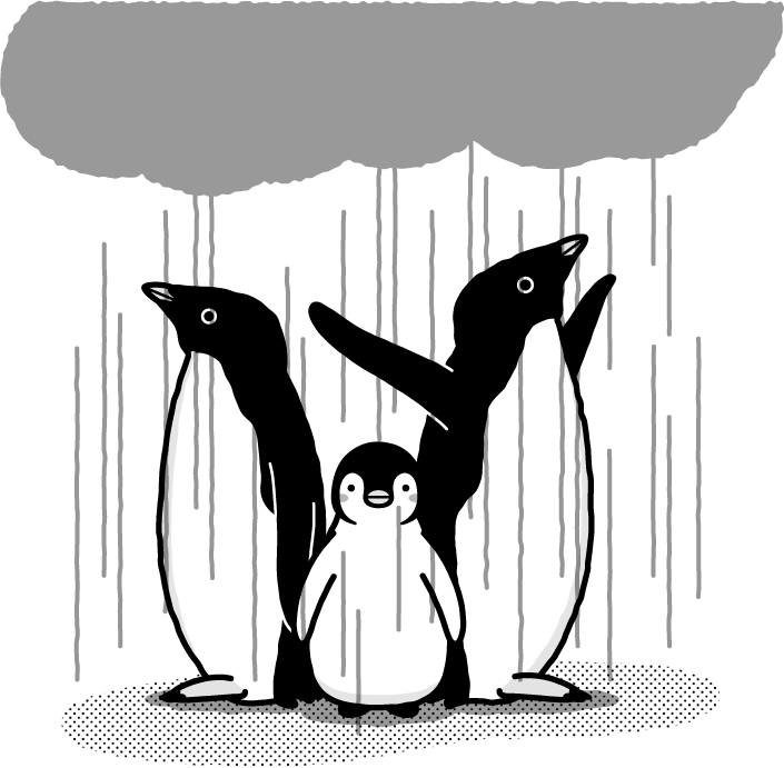 南極のペンギンが絶滅の危機イラスト/モノクロ
