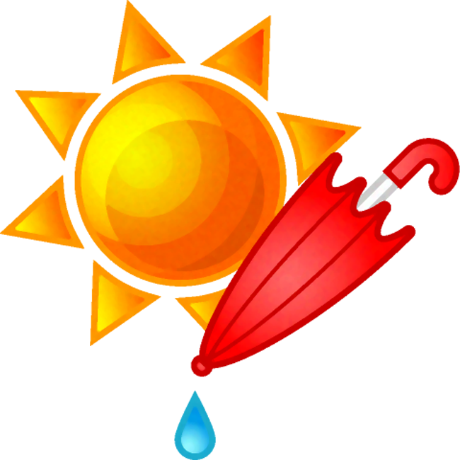 太陽と折りたたんだ傘のイラスト