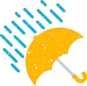 強い雨イラスト/斜めの傘と雨